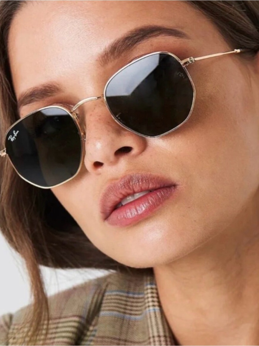 Ray-Ban RB3549N Hexagon Flat Lenses With Gold Frame